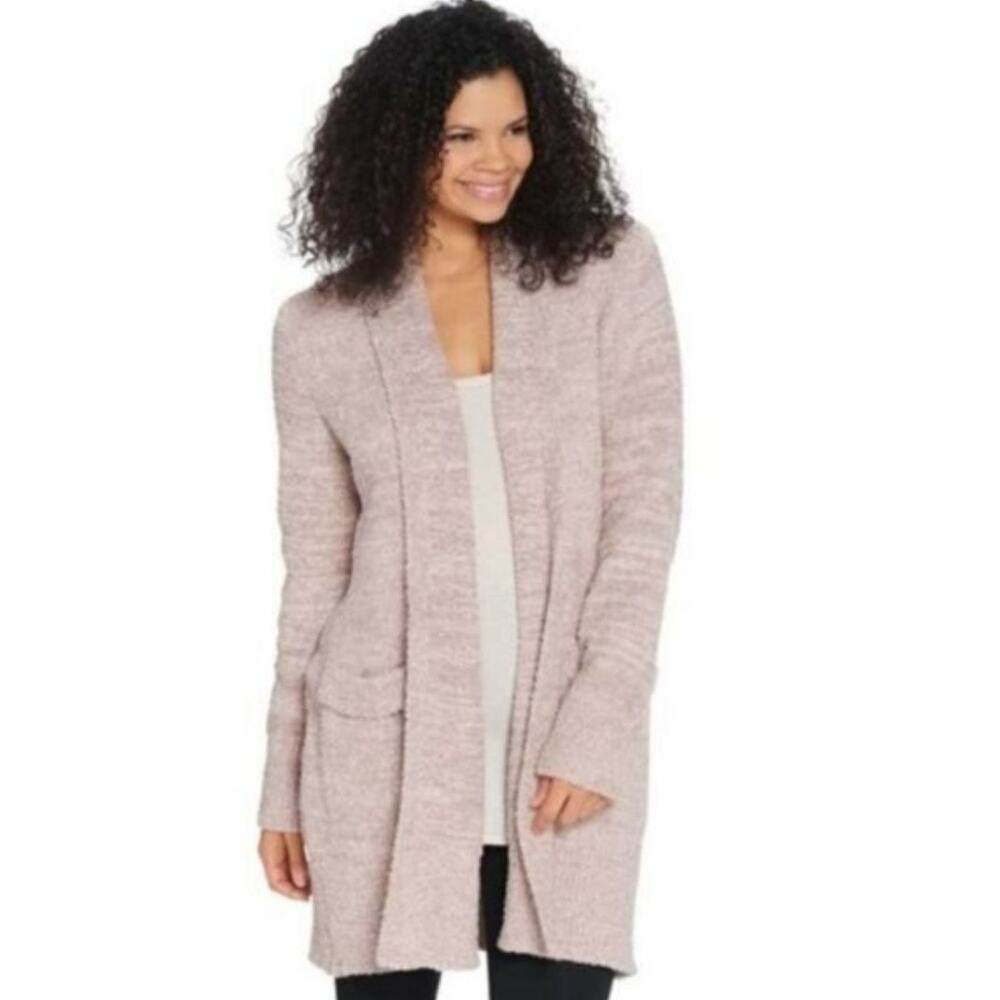 Barefoot Dreams CozyChic Cali Open Front Cardigan Pockets Blush Pink Size XL